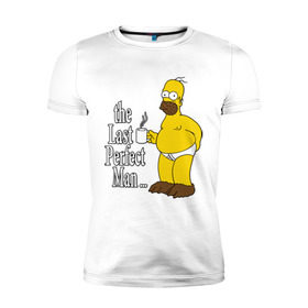 Мужская футболка премиум с принтом Homer (The Last Perfect Man...) в Екатеринбурге, 92% хлопок, 8% лайкра | приталенный силуэт, круглый вырез ворота, длина до линии бедра, короткий рукав | гомер