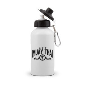 Бутылка спортивная с принтом Muay thai boxing (Тайский бокс) в Екатеринбурге, металл | емкость — 500 мл, в комплекте две пластиковые крышки и карабин для крепления | муай тай