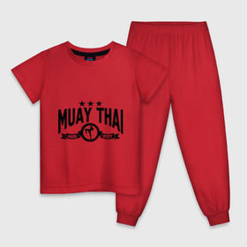 Детская пижама хлопок с принтом Muay thai boxing (Тайский бокс) в Екатеринбурге, 100% хлопок |  брюки и футболка прямого кроя, без карманов, на брюках мягкая резинка на поясе и по низу штанин
 | Тематика изображения на принте: муай тай