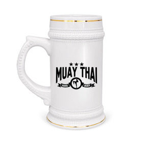 Кружка пивная с принтом Muay thai boxing (Тайский бокс) в Екатеринбурге,  керамика (Материал выдерживает высокую температуру, стоит избегать резкого перепада температур) |  объем 630 мл | муай тай