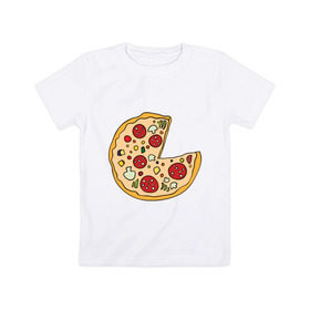 Детская футболка хлопок с принтом Пицца парная в Екатеринбурге, 100% хлопок | круглый вырез горловины, полуприлегающий силуэт, длина до линии бедер | pizza | влюбленным | для влюбленных | для двоих | для пар | парные | пицца