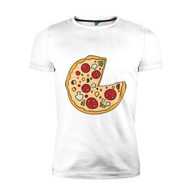 Мужская футболка премиум с принтом Пицца парная в Екатеринбурге, 92% хлопок, 8% лайкра | приталенный силуэт, круглый вырез ворота, длина до линии бедра, короткий рукав | Тематика изображения на принте: pizza | влюбленным | для влюбленных | для двоих | для пар | парные | пицца