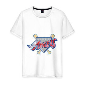 Мужская футболка хлопок с принтом Angels of Anaheim в Екатеринбурге, 100% хлопок | прямой крой, круглый вырез горловины, длина до линии бедер, слегка спущенное плечо. | baseball | los angeles angels of anaheim | бейсбол | спорт