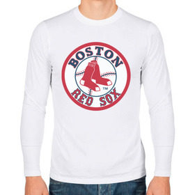 Мужской лонгслив хлопок с принтом Boston Red Sox в Екатеринбурге, 100% хлопок |  | baseball | boston red sox | бейсбол | бостон | красные носки | ред сокс | спорт