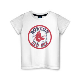 Детская футболка хлопок с принтом Boston Red Sox в Екатеринбурге, 100% хлопок | круглый вырез горловины, полуприлегающий силуэт, длина до линии бедер | baseball | boston red sox | бейсбол | бостон | красные носки | ред сокс | спорт