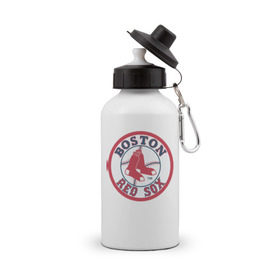 Бутылка спортивная с принтом Boston Red Sox в Екатеринбурге, металл | емкость — 500 мл, в комплекте две пластиковые крышки и карабин для крепления | baseball | boston red sox | бейсбол | бостон | красные носки | ред сокс | спорт