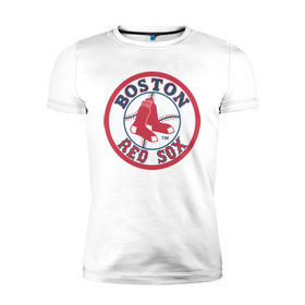 Мужская футболка премиум с принтом Boston Red Sox в Екатеринбурге, 92% хлопок, 8% лайкра | приталенный силуэт, круглый вырез ворота, длина до линии бедра, короткий рукав | baseball | boston red sox | бейсбол | бостон | красные носки | ред сокс | спорт