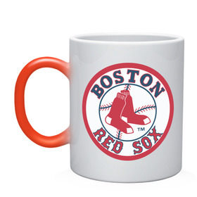Кружка хамелеон с принтом Boston Red Sox в Екатеринбурге, керамика | меняет цвет при нагревании, емкость 330 мл | baseball | boston red sox | бейсбол | бостон | красные носки | ред сокс | спорт