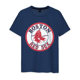 Мужская футболка хлопок с принтом Boston Red Sox в Екатеринбурге, 100% хлопок | прямой крой, круглый вырез горловины, длина до линии бедер, слегка спущенное плечо. | baseball | boston red sox | бейсбол | бостон | красные носки | ред сокс | спорт