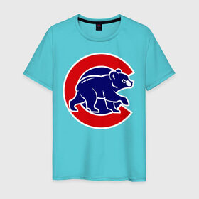 Мужская футболка хлопок с принтом Chicago Cubs logo в Екатеринбурге, 100% хлопок | прямой крой, круглый вырез горловины, длина до линии бедер, слегка спущенное плечо. | baseball | chicago cubs bear | бейсбол | спорт | чикаго