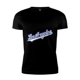 Мужская футболка премиум с принтом Los Angeles Dodgers в Екатеринбурге, 92% хлопок, 8% лайкра | приталенный силуэт, круглый вырез ворота, длина до линии бедра, короткий рукав | baseball | los angeles dodgers | бейсбол | лос анджелес доджерс | спорт