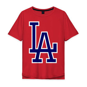 Мужская футболка хлопок Oversize с принтом Los Angeles Dodgers logo в Екатеринбурге, 100% хлопок | свободный крой, круглый ворот, “спинка” длиннее передней части | Тематика изображения на принте: baseball | la | los angeles dodgers | бейсбол | лос анджелес доджерс | спорт