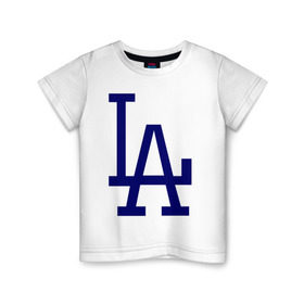 Детская футболка хлопок с принтом Los Angeles Dodgers logo в Екатеринбурге, 100% хлопок | круглый вырез горловины, полуприлегающий силуэт, длина до линии бедер | Тематика изображения на принте: baseball | la | los angeles dodgers | бейсбол | лос анджелес доджерс | спорт