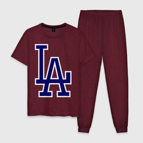 Мужская пижама хлопок с принтом Los Angeles Dodgers logo в Екатеринбурге, 100% хлопок | брюки и футболка прямого кроя, без карманов, на брюках мягкая резинка на поясе и по низу штанин
 | baseball | la | los angeles dodgers | бейсбол | лос анджелес доджерс | спорт