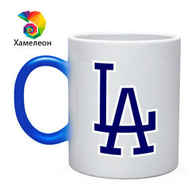 Кружка хамелеон с принтом Los Angeles Dodgers logo в Екатеринбурге, керамика | меняет цвет при нагревании, емкость 330 мл | baseball | la | los angeles dodgers | бейсбол | лос анджелес доджерс | спорт