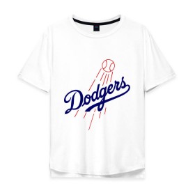 Мужская футболка хлопок Oversize с принтом Los Angeles Dodgers logotype в Екатеринбурге, 100% хлопок | свободный крой, круглый ворот, “спинка” длиннее передней части | baseball | los angeles dodgers | бейсбол | лос анджелес доджерс | спорт