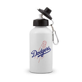 Бутылка спортивная с принтом Los Angeles Dodgers logotype в Екатеринбурге, металл | емкость — 500 мл, в комплекте две пластиковые крышки и карабин для крепления | Тематика изображения на принте: baseball | los angeles dodgers | бейсбол | лос анджелес доджерс | спорт
