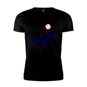 Мужская футболка премиум с принтом Los Angeles Dodgers logotype в Екатеринбурге, 92% хлопок, 8% лайкра | приталенный силуэт, круглый вырез ворота, длина до линии бедра, короткий рукав | baseball | los angeles dodgers | бейсбол | лос анджелес доджерс | спорт