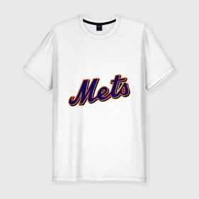 Мужская футболка премиум с принтом Mets в Екатеринбурге, 92% хлопок, 8% лайкра | приталенный силуэт, круглый вырез ворота, длина до линии бедра, короткий рукав | baseball | mets | new york mets | бейсбол | нью йорк метс | спорт