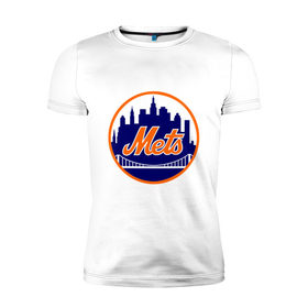 Мужская футболка премиум с принтом New York Mets в Екатеринбурге, 92% хлопок, 8% лайкра | приталенный силуэт, круглый вырез ворота, длина до линии бедра, короткий рукав | baseball | mets | new york mets | бейсбол | нью йорк метс | спорт