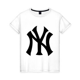 Женская футболка хлопок с принтом New York Yankees в Екатеринбурге, 100% хлопок | прямой крой, круглый вырез горловины, длина до линии бедер, слегка спущенное плечо | baseball | new york yankees | бейсбол | нью йорк янкиз | спорт | янки