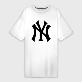 Платье-футболка хлопок с принтом New York Yankees в Екатеринбурге,  |  | baseball | new york yankees | бейсбол | нью йорк янкиз | спорт | янки