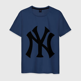 Мужская футболка хлопок с принтом New York Yankees в Екатеринбурге, 100% хлопок | прямой крой, круглый вырез горловины, длина до линии бедер, слегка спущенное плечо. | baseball | new york yankees | бейсбол | нью йорк янкиз | спорт | янки