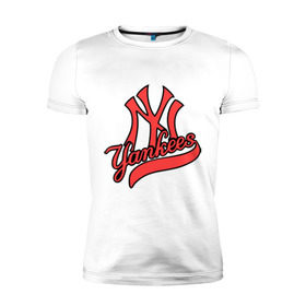 Мужская футболка премиум с принтом New York Yankees logo в Екатеринбурге, 92% хлопок, 8% лайкра | приталенный силуэт, круглый вырез ворота, длина до линии бедра, короткий рукав | baseball | new york yankees | бейсбол | нью йорк янкиз | спорт | янки