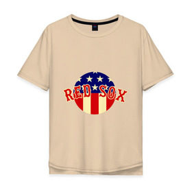 Мужская футболка хлопок Oversize с принтом Red Sox в Екатеринбурге, 100% хлопок | свободный крой, круглый ворот, “спинка” длиннее передней части | baseball | boston red sox | бейсбол | бостон | красные носки | ред сокс | спорт