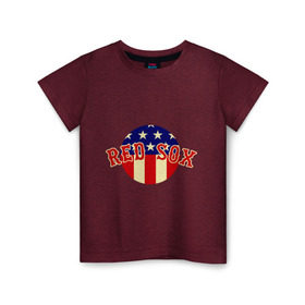 Детская футболка хлопок с принтом Red Sox в Екатеринбурге, 100% хлопок | круглый вырез горловины, полуприлегающий силуэт, длина до линии бедер | baseball | boston red sox | бейсбол | бостон | красные носки | ред сокс | спорт