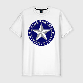 Мужская футболка премиум с принтом Texas Rangers Baseball Club в Екатеринбурге, 92% хлопок, 8% лайкра | приталенный силуэт, круглый вырез ворота, длина до линии бедра, короткий рукав | Тематика изображения на принте: baseball | texas rangers | бейсбол | спорт | техас рейнджерс