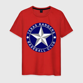 Мужская футболка хлопок с принтом Texas Rangers Baseball Club в Екатеринбурге, 100% хлопок | прямой крой, круглый вырез горловины, длина до линии бедер, слегка спущенное плечо. | baseball | texas rangers | бейсбол | спорт | техас рейнджерс