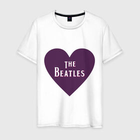 Мужская футболка хлопок с принтом The Beatles is love в Екатеринбурге, 100% хлопок | прямой крой, круглый вырез горловины, длина до линии бедер, слегка спущенное плечо. | 