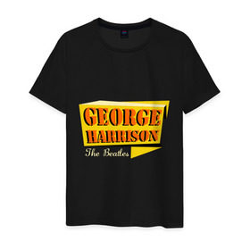Мужская футболка хлопок с принтом George Harrison в Екатеринбурге, 100% хлопок | прямой крой, круглый вырез горловины, длина до линии бедер, слегка спущенное плечо. | beatles | george harrison | the beatles | бителс | джерш харисон