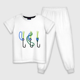 Детская пижама хлопок с принтом Рыболовный узел в Екатеринбурге, 100% хлопок |  брюки и футболка прямого кроя, без карманов, на брюках мягкая резинка на поясе и по низу штанин
 | крючок | ноживка | рыбаку | рыбалка | рыболов | удочка