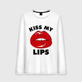 Мужской лонгслив хлопок с принтом Kiss my Lips в Екатеринбурге, 100% хлопок |  | Тематика изображения на принте: kiss | lips | swag | губы | поцелуй | сваг | свог | свэг