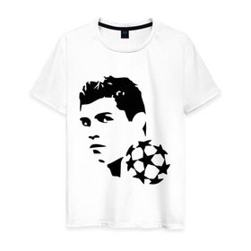 Мужская футболка хлопок с принтом C.Ronaldo в Екатеринбурге, 100% хлопок | прямой крой, круглый вырез горловины, длина до линии бедер, слегка спущенное плечо. | football | footballplayer | real madrid | криштиану роналдо | реал мадрилд | футбол | футболерывкашники