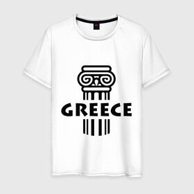 Мужская футболка хлопок с принтом Греция в Екатеринбурге, 100% хлопок | прямой крой, круглый вырез горловины, длина до линии бедер, слегка спущенное плечо. | greece | греция
