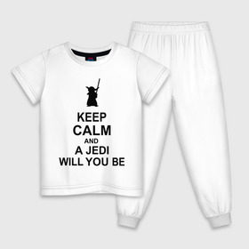Детская пижама хлопок с принтом Keep calm and a jedi will you be в Екатеринбурге, 100% хлопок |  брюки и футболка прямого кроя, без карманов, на брюках мягкая резинка на поясе и по низу штанин
 | keep calm | keep calm and a jedi will you be