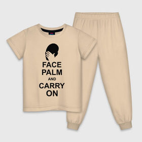 Детская пижама хлопок с принтом Facepalm and carry on в Екатеринбурге, 100% хлопок |  брюки и футболка прямого кроя, без карманов, на брюках мягкая резинка на поясе и по низу штанин
 | 