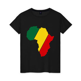 Женская футболка хлопок с принтом Мама Африка в Екатеринбурге, 100% хлопок | прямой крой, круглый вырез горловины, длина до линии бедер, слегка спущенное плечо | bob marley | reggae | раста | растаманские | растафари