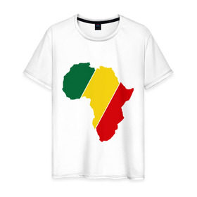 Мужская футболка хлопок с принтом Мама Африка в Екатеринбурге, 100% хлопок | прямой крой, круглый вырез горловины, длина до линии бедер, слегка спущенное плечо. | Тематика изображения на принте: bob marley | reggae | раста | растаманские | растафари