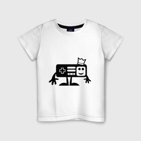Детская футболка хлопок с принтом Игроман. в Екатеринбурге, 100% хлопок | круглый вырез горловины, полуприлегающий силуэт, длина до линии бедер | Тематика изображения на принте: joystick | джойстик | игроман | игромания