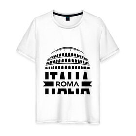 Мужская футболка хлопок с принтом Italia в Екатеринбурге, 100% хлопок | прямой крой, круглый вырез горловины, длина до линии бедер, слегка спущенное плечо. | italia | roma | италия | колизей | рим