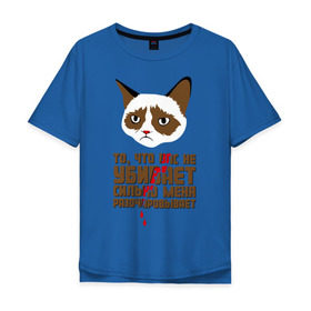 Мужская футболка хлопок Oversize с принтом То, что вас не убивает в Екатеринбурге, 100% хлопок | свободный крой, круглый ворот, “спинка” длиннее передней части | интернет приколы | кот мем | недовольный кот | сильно меня разочаровывает | хмурый кот