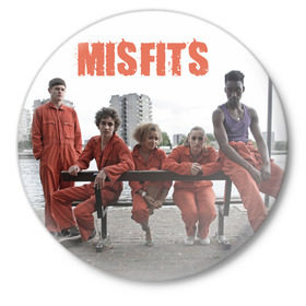 Значок с принтом Misfits - отбросы в Екатеринбурге,  металл | круглая форма, металлическая застежка в виде булавки | misfits