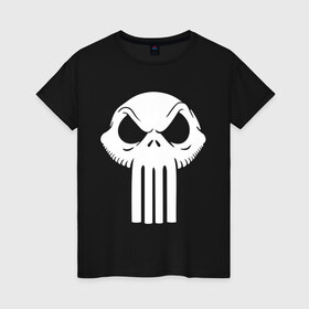 Женская футболка хлопок с принтом Череп скелетон в Екатеринбурге, 100% хлопок | прямой крой, круглый вырез горловины, длина до линии бедер, слегка спущенное плечо | skull | череп