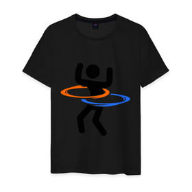 Мужская футболка хлопок с принтом Portal (Портал) хулахуп в Екатеринбурге, 100% хлопок | прямой крой, круглый вырез горловины, длина до линии бедер, слегка спущенное плечо. | portal | игры | компьютерные игры | портал