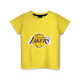 Детская футболка хлопок с принтом LA Lakers в Екатеринбурге, 100% хлопок | круглый вырез горловины, полуприлегающий силуэт, длина до линии бедер | Тематика изображения на принте: basketball | lakers | media | nba | toplanding | баскетболл | лейкерс | лого баскетбольных клубов | лос анджелес | нба
