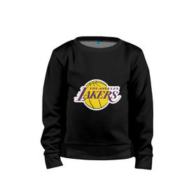 Детский свитшот хлопок с принтом LA Lakers в Екатеринбурге, 100% хлопок | круглый вырез горловины, эластичные манжеты, пояс и воротник | basketball | lakers | media | nba | toplanding | баскетболл | лейкерс | лого баскетбольных клубов | лос анджелес | нба